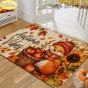 VIKAMA Fall Welcome Doormat Gather Together Pumpkins Sunflowers Buffalo Plaid Autumn Entryway Rug Front Porch Decor