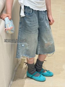 ZIRUIBABA | Summer Girls Denim Shorts Five-divided Thin Design Ripped