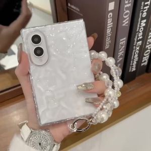 Creative Water Ripples Transparent Case for Samsung Galaxy Z Fold 8 Ultra 7 6 Fold8 Wide Pearl Wristband Bracelet Slim PC Cover