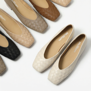 MIOLLIBARN | Woven Leather French Style Coarse Heel Female Shoes