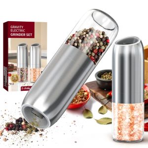 cliton | Máy Xay Tiêu Tự Động MINI Có Thể Điều Chỉnh Độ Thô Thép Không Gỉ Cối Xay Muối Và Tiêu Thân Thiện Với Môi Trường Nhà Bếp Máy Xay Gia Vị 1/2 Chiếc