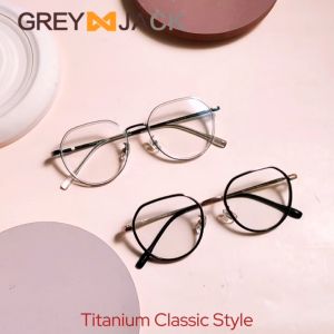 Grey Jack Frame Kacamata Titanium Model Oval Fashion Simple Ringan Bisa Minus Antiradiasi Blueray Photocromic Bluecromic 95032
