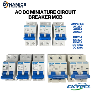 CKYECL AC DC MCB Miniature Circuit Breaker 2 Pole AC 230/400V DC 500V 6kA Rated Current 16A 20A 25A 32A 40A 50A 63A 80A 100A 125A DIN Rail Type Curve C Non-Reversible Short Circuit Protection Overload Protection