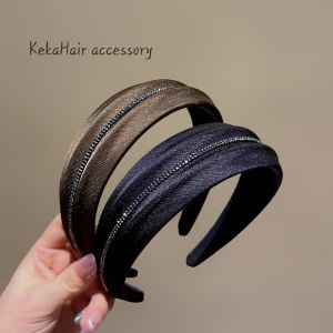Wide Version Pressed Hair Headband Womens Fashionable Vintage Diamond Embedded Beauty Harmonic Series Hair Accessories