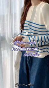 Atasan Rajut Adzkia Strip & Sweater Rajut Blaster Lengan Panjang