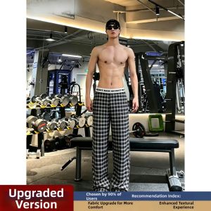 American Retro Blue Plaid Lightweight Drooping Leisure Loose Straight-leg Trousers