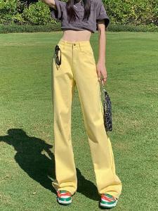 Quần Jeans Denim Nữ Cạp Cao Ôm Dáng Màu Sắc Thời Trang Quần Ống Rộng Dài Đến Sàn Ống Rộng Ống Thẳng Quần Dài Thu Đông