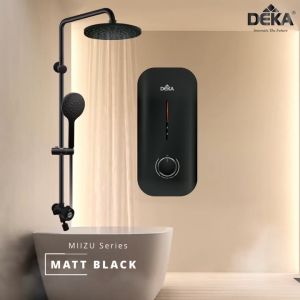 DEKA MIIZU 90 DC Pump Instant Heat Water Heater with Rainshower/Handshower MIZZU Series Magnesium/Matt Black/Dark Grey