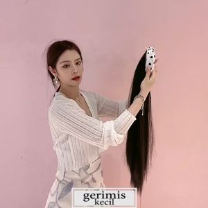 Wig Bando Lucu Wanita Motif Polkadot Korean Version Headband Hair Long Straight Simple Style / Aksesoris Rambut Wanita