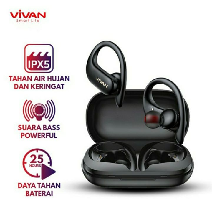 Earphone Headset TWS VIVAN Sport X Bluetooth Waterproof IPX5