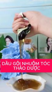 Hộp Chứa 10 Gói Dầu Gội Nhuộm Tóc Thảo Dược Qiweitang - Lên Màu Đẹp Tự Nhiên Phủ Tóc Bạc Nhuộm Tóc Màu Đen Và Nâu Hạt Dẻ