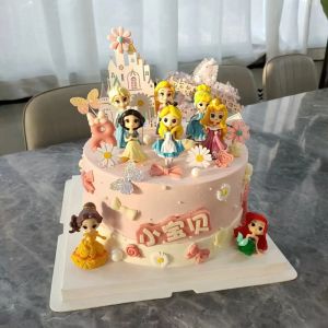Q Version Princess Cake Decoration Angel Goddess Castle Baby Pink Theme Birthday Ornament Girl Heart Festive Celebration Supply