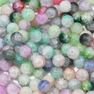 20pcs 10mm Multicolor Crackle Crystal Glass Round Beads For DIY Bracelet Necklace Jewelry Making Accessories