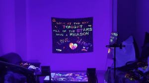 PSYHILAR Blacklight Lil Peep Tapestry Black Light Posters for Adults Look At the Sky Tonight Rapper Wall UV Tapestry for Bedroom (40 x 30 Inches)