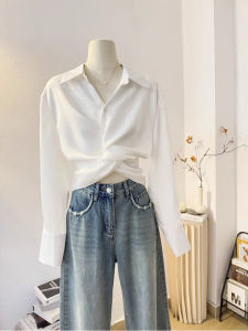 Design Niche Fashion Charismatic Long Knot Detail Womens Shirt