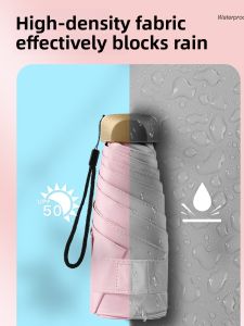 MONLEYTA | German Five Fold Portable Sunshade Umbrella UV Protection Womens Mini Compact Pocket Size Sunny Rain Two Use Handy Umbrella