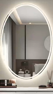 LED bathroom tricolor mirror with light irregular intelligent makeup mirror Wall Mount Decorative