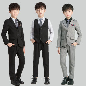 4pcs Formal Suit for Kids Boys Americana Suit Tuxedo Suit Boys Set Gentleman Suits Jacket Blazer Pants Attire Set Formal Tuxedo Outfit Party 2-14 Years Birthday Party Wear