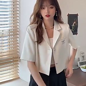 YOTTOY Small Suit Short-Sleeved Jacket: Red Fried Street Design & Korea Style