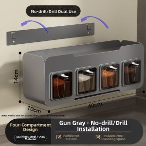 FALUYI | Suction Wall-Mounted Multifunctional Spice Rack Stainless Steel Storage Shelf