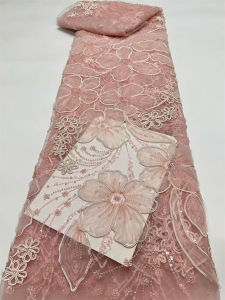 2026 Nigerian Tulle Lace Fabric with Sequins and Beads Nigerian Embroidery Guipure Net Cloth Prom Dresses High Quality