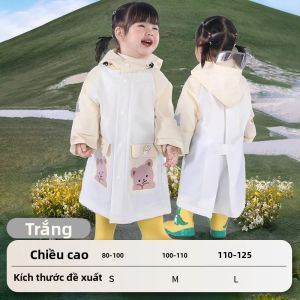 Áo Mưa Hoạt Hình Dành Cho Trẻ Em Chống Mưa Có Vành Mũ Và Dải Phản Quang Thiết Kế Không Gian Ba Lô Vô Hình Dành Cho Bé Trai Và Bé Gái