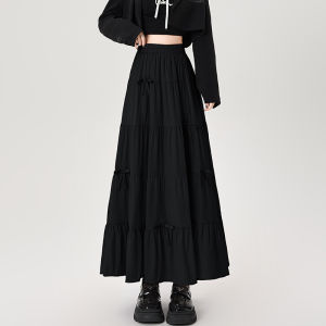 High Waist Asymmetrical Pleated Long Skirt Womens Spring Autumn Loose Fit Slimming A-Line Maxi Umbrella Skirt Korean Style