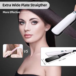 Professional Lcd Display Tourmaline Ceramic Hair Straightener Intelligent Lock Ptc Fast Heating Wide Plate Hair Straightening Iron