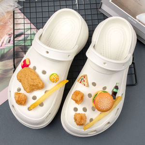 Crocs Women Shoes Charms Shoes DIY Accessories Oversized Imitation 3D Food Toys McDonalds KFC Chicken Chips Shoes Flower Detachable Clogs Decoration for Crocs