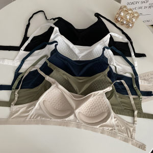 Fixed Cup Wide Shoulder Casual Surfing Womens Bikini Vest Style Swimming Suit Inner Wear Nylon Material round Neck Design