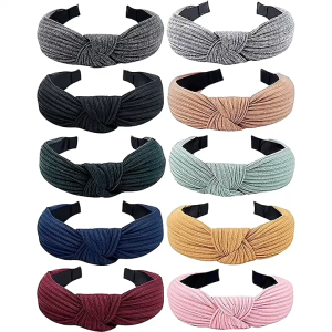AIDA Woman Striped Headband Hairbands Hair Hoop Elastic Fashion Vintage Knitting Twisted Knotted Wide Hair Knotted 时尚发箍女
