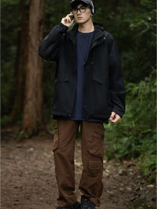 Mens Outdoor Mountaineering Windbreaker Multiple Colors Available Stylish Solid Color Loose Fit