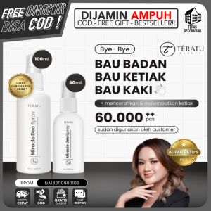 TERATU PENGHILANG BAU KETIAK PERMANEN (Official Partner) Deodorant Spray Natural Wanita Pria 60ml / 100ml Miracle Deo Spray TERATU BEAUTY Tahan Lama Deodoran Ampuh Atasi Bau Badan Ketek Burket dan Keringat Berlebih Bahan Alami Mencerahkan dan Memutihkan K