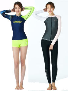 Diving Suit Womens Separates Quick-Dry Sun Protection Slimming Snorkeling Suit Dive Skin Long-Sleeved Full-Body Drifting Swimsuit Conservative Summer