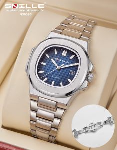 Snille Nautilus N3002G Jam Tangan Pria Elegan Tangal Aktif Strap Rantai Stainless Stell