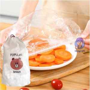 Set 100 Chiếc Màng Bọc Thực Phẩm Co Giãn Siêu Dai Có Chun Hình Túi Gấu Combo 100 Màng Bọc Thực Phẩm Có Chun Co Dãn Tái Sử Dụng Được Kèm Túi Gấu