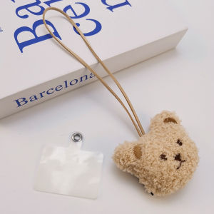 Plush Bear Head Mobile Phone Pendant Winter Style Womens Fashion Personality Mobile Phone Strap Universal Phone Case Connector Anti-Loss Lanyard