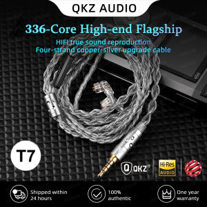 QKZ T7 336 Core Silver-Plated Earphone Upgrade Cable HiFi 4-Strand  3.5MM/2Pin Eearphone Cable for QKZ ZXN HBB ZXT VK4 EDX