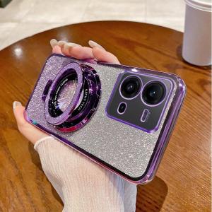 เคสโทรศัพท์มือถือแบบแม่เหล็กแบบใสสีฝุ่นแฟชั่นสำหรับผู้หญิง Vivo V25 V21E V19neo ดูดซับแม่เหล็กแบบใหม่ เคสโทรศัพท์มือถือแบบน่ารัก