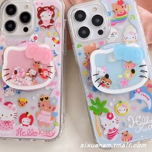 Cute Cartoon Hellokitty Phone Stand Airbag Flexible Rotatable Magnetic Absorption Ring Support Seat Mobile Phone Holder