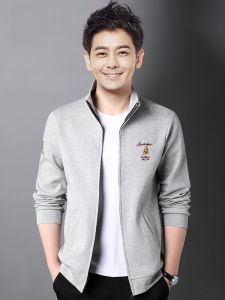 ROMON | Romon Mens Trendy Loose Fit Zipper Collar Cardigan Jacket Autumn Spring New Style Comfortable Casual Sporty Sweatshirt