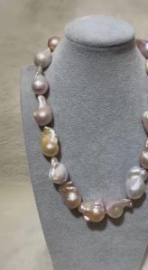 Jumbo Baroque Freshwater Pearl Necklace / Assorted Color and White