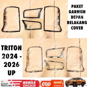 Paket Garnish Lampu Depan Belakang New Triton 2024 2025 2026 Hitam Chrome