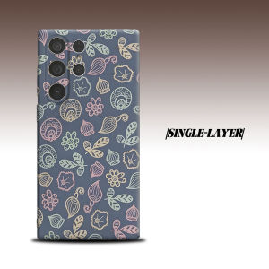 Pastel Line Floral Sketch For Samsung Galaxy S26 S25 S24 A56 A36 Dual Layer Luxury Fashion Full Lens Protective Case