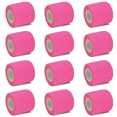 6/12Pcs 4.8m Black First Aid Self Adhesive Cohesive Elasticity Bandages Sports Tape for Wrist Ankle Sprains & Swelling
