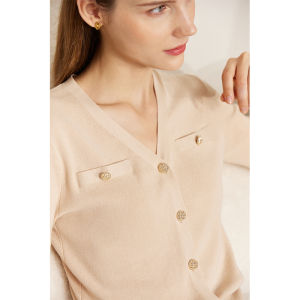 AMII | Áo Cardigan Ngắn Tay V-neck Elegance Màu Đen