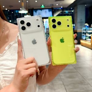 Ốp Điện Thoại Silicon Trong Suốt Sang Trọng Dành Cho iPhone - Thiết Kế Hình Khối Vuông Mềm Mại Chống Trầy Xước Chống Sốc Trong Suốt Như Pha Lê Dành Cho Các Mẫu 17/16/15/14/13/12/11 Pro Max