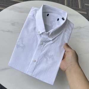 Comfortable Delicate! Seersucker Fabric! Summer Withdraw from Cupboard Cut Label Men Buckle Collar Pointed Collar Short Sleeve Shirt Shirt