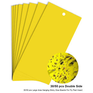 30/50 pcs Yellow Double-sided Flying Insect Catching Control Sticker Insects Glue Sticky Board Trap for Greenhouse Home Garden