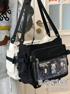 กระเป๋าสะพายข้างแบบลำลองสำหรับเด็กนักเรียน ความจุขนาดใหญ่ กระเป๋าสะพายข้างแบบสะพายข้างสำหรับผู้ชายและผู้หญิง กระเป๋าสตางค์แบบอเนกประสงค์